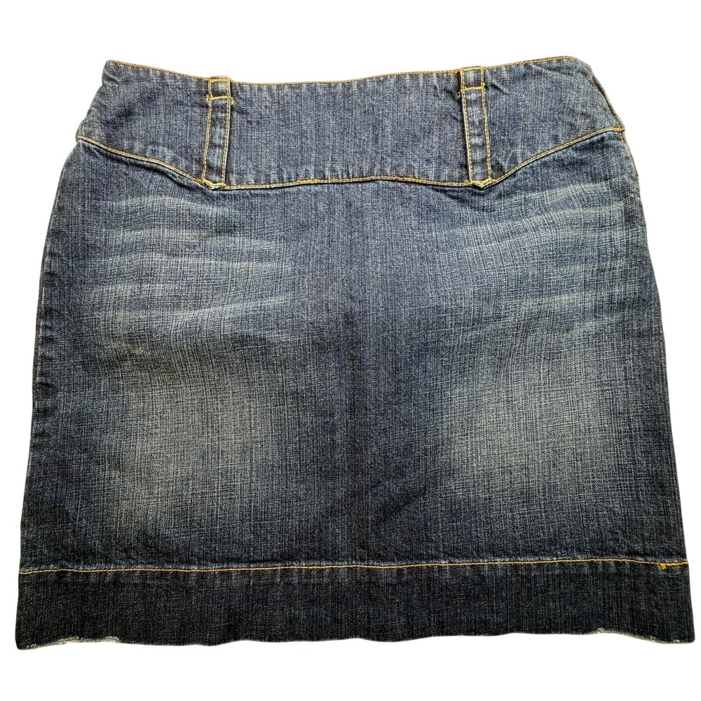 Vtg Tommy Hilfiger Denim Mini Skirt Womens 10 Blue Y2K Dark Wash Side Zip Cotton